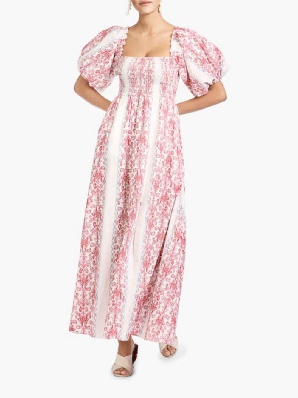 Sachin + Babi Talia Smocked Puff Sleeve Maxi Dress in Poppy Red